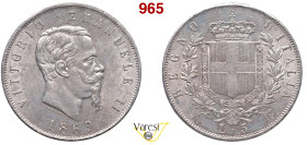 VITTORIO EMANUELE II, Re d'Italia (1861-1878) 5 Lire 1869 Milano MIR 1082h Pagani 489 Ag 25 g circa 37 mm • Sigillata SPL/FDC da Bertrando Aurora