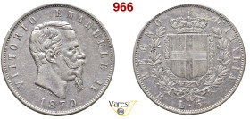 VITTORIO EMANUELE II, Re d'Italia (1861-1878) 5 Lire 1870 Roma MIR 1082j Pagani 491 Ag 25 g circa 37 mm R • Sigillata q.SPL da Michele Straziota; colp...