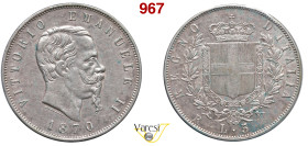VITTORIO EMANUELE II, Re d'Italia (1861-1878) 5 Lire 1870 "R piccola", Roma MIR 1082l Pagani Ag 25 g circa 37 mm R • Sigillata SPL+ da Paolo Manfredin...