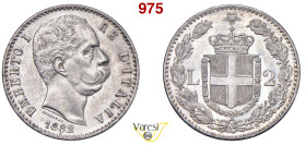 UMBERTO I (1878-1900) 2 Lire 1882 Roma MIR 1101b Pagani 592 Ag 9,94 g 27 mm • Hairlines SPL/SPL+