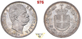 UMBERTO I (1878-1900) 2 Lire 1884 Roma MIR 1101d Pagani 594 Ag 10,00 g 27 mm SPL÷FDC