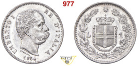 UMBERTO I (1878-1900) Lira 1884 Roma MIR 1103b Pagani 602 Ag 4,99 g 23 mm q.FDC