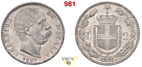 UMBERTO I (1878-1900) 2 Lire 1897 Roma MIR 1102b Pagani 598 Ag 9,98 g 27 mm q.FDC