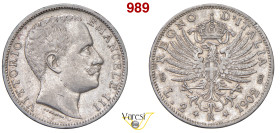 VITTORIO EMANUELE III (1900-1946) 2 Lire 1902 "Aquila araldica", Roma MIR 1139b Pagani 726 Ag 9,95 g 27 mm R BB+