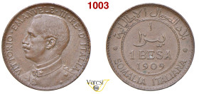 VITTORIO EMANUELE III - monetazione per la Somalia (1900-1946) Besa 1909 Roma MIR 1180a Pagani 985 Cu 2,51 g 20 mm m.SPL