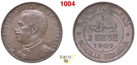 VITTORIO EMANUELE III - monetazione per la Somalia (1900-1946) 2 Bese 1909 Roma MIR 1179a Pagani 979 Cu 5,04 g 25 mm SPL