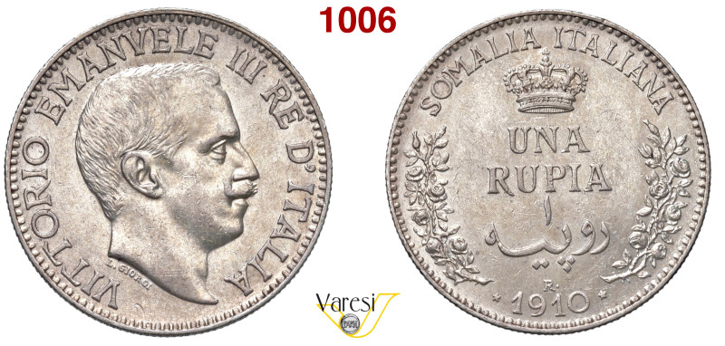 VITTORIO EMANUELE III - monetazione per la Somalia (1900-1946) Rupia 1910 Roma M...