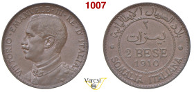 VITTORIO EMANUELE III - monetazione per la Somalia (1900-1946) 2 Bese 1910 Roma MIR 1179b Pagani 980 Cu 4,97 g 25 mm SPL