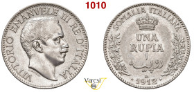 VITTORIO EMANUELE III - monetazione per la Somalia (1900-1946) Rupia 1912 Roma MIR 1175b Pagani 959 Ag 11,65 g 30 mm • Hairlines q.SPL