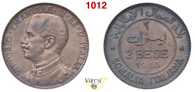 VITTORIO EMANUELE III - monetazione per la Somalia (1900-1946) 2 Bese 1913 Roma MIR 1179c Pagani 981 Cu 4,86 g 25 mm SPL