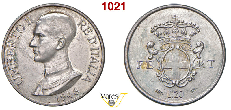 UMBERTO II (1945) "20 Lire" 1946 Luppino Fant5 Ag 6,29 g 24 mm q.FDC