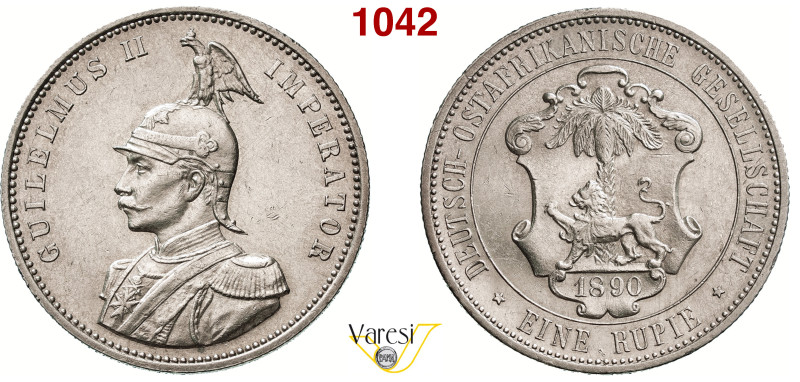 EST AFRICA - GUGLIELMO II (1888-1918) 1 Rupia 1890 KM. 2 Ag 11,63 g 30,6 mm SPL