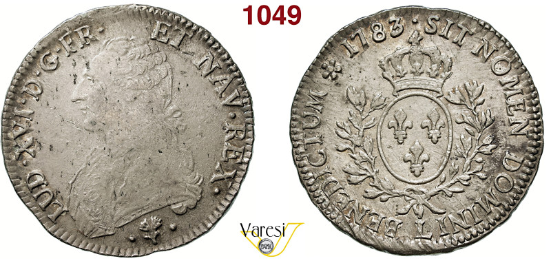 FRANCIA - LUIGI XVI (1774-1793) Scudo 1783, L, Bayonne Gad. 356 Ag 29,32 g 42,5 ...