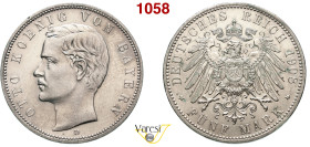 GERMANIA - Bayern - OTTO (1866-1913) 5 Marchi 1908, D, Monaco J. 48 Ag 27,74 g 37,9 mm SPL