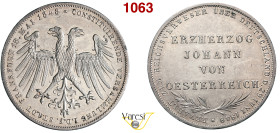 GERMANIA - Frankfurt - 2 Gulden 1848 per l'elezione dell'Arciduca Giovanni d'Austria a Vicario Imperiale, Dav. 654 J. 139 Ag 21,23 g 36,1 mm • Hairlin...