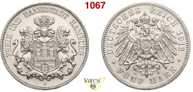 GERMANIA - Hamburg - 5 Marchi 1913, J J. 65 Ag 27,77 g 37,9 mm SPL