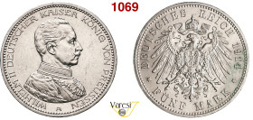 GERMANIA - Prussia - WILHELM II (1888-1918) 5 Marchi 1914, A, Berlino KM. 536 Ag 27,80 g 38 mm • Ossidazione al R/ ed hairlines al D/ SPL