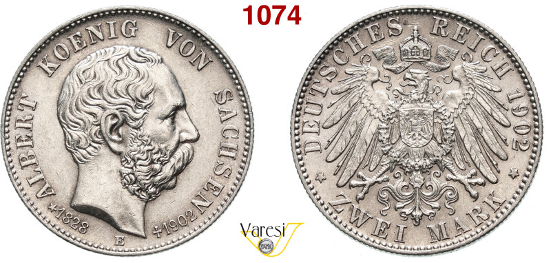 GERMANIA - Sachsen - ALBERT (1873-1902) 2 Marchi 1902, E J. 127 Ag 11,06 g 27,9 ...