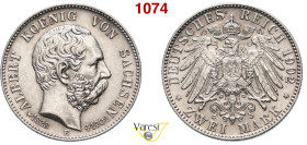 GERMANIA - Sachsen - ALBERT (1873-1902) 2 Marchi 1902, E J. 127 Ag 11,06 g 27,9 mm • Hairlines al D/ SPL/FDC