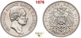 GERMANIA - Sachsen - FRIEDRICH AUGUST III (1904-1918) 5 Marchi 1914, E J. 136 Ag 27,81 g 37,9 mm SPL/q.FDC