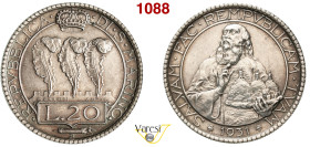 SAN MARINO - REPUBBLICA 20 Lire 1931, Roma Pagani 342 Ag 15 g 35,7 mm q.FDC/SPL