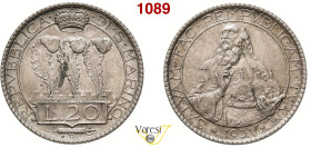 SAN MARINO - REPUBBLICA 20 Lire 1931, Roma Pagani 342 Ag 15 g 35,6 mm SPL