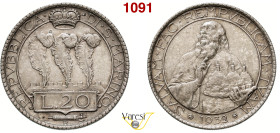 SAN MARINO - REPUBBLICA 20 Lire 1932, Roma Pagani 343 Ag 14,97 g 35,6 mm • Patina di monetiere SPL