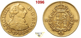 SPAGNA - CARLO III (1759-1788) 1/2 Escudo 1786, M, Madrid Fr. 290 Calicò 1280 Au 1,73 g 14,3 mm BB+