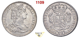 AUSTRIA - Maria Teresa d'Asburgo (1740-1780) VI Kreuzer 1745, Hall Herinek 1270
 Ag 3,56 g 24,6 mm m.SPL
