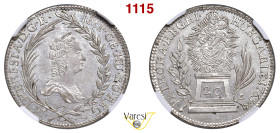 AUSTRIA - Maria Teresa d'Asburgo (1740-1780) 20 Kreuzer 1763, Kremnitz Huszar 1699
 Ag NGC MS64
