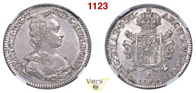 BELGIO - Maria Teresa d'Austria (1740-1780) Mezzo Ducatone 1752, Antwerp Herinek 1902
 Ag NGC AU58