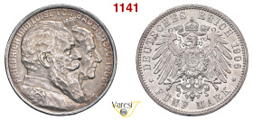 GERMANIA - Baden, Federico I e Luisa (1852-1907) 5 Mark 1906, Berlino Davenport 536 Ag 27,85 g 37,8 mm q.FDC