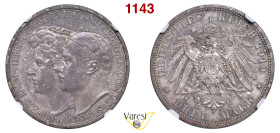 GERMANIA - Saxe Weimar Eisenach, Guglielmo Ernesto e Feodora (1901-1918). 3 Mark 1910, Berlino Jaeger 162 Ag NGC MS63