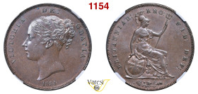 GRAN BRETAGNA - Vittoria d'Hannover (1837-1901) Penny 1854, Londra Spink 3948 Cu NGC MS64 BN