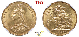 GRAN BRETAGNA - Vittoria d'Hannover (1837-1901) Sovereign 1887, Londra Ag NGC MS63