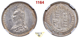 GRAN BRETAGNA - Vittoria d'Hannover (1837-1901) 1 Shilling 1887, Londra Ag NGC MS63