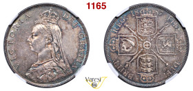 GRAN BRETAGNA - Vittoria d'Hannover (1837-1901) 2 Shillings 1887, Londra Spink 3925 Ag NGC MS64