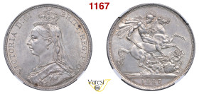 GRAN BRETAGNA - Vittoria d'Hannover (1837-1901) Crown 1887, Londra Davenport 107 Ag NGC MS62