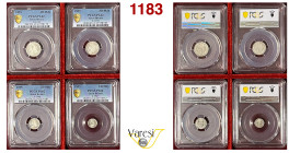 GRAN BRETAGNA - Vittoria d'Hannover (1837-1901) Maudy set (4, 3, 2 e 1 Pence) 1895, Ag • In slab PCGS (PL62 - PL62 - PL62 - PL64)