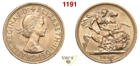 GRAN BRETAGNA - Elisabetta II (1952-2023) Sovereign 1962, Londra Au 7,99 g 22,1 mm MS65