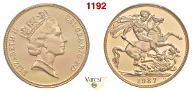 GRAN BRETAGNA - Elisabetta II (1952-2023) 2 Sovereign 1987, Londra Au PCGS PR68 DCAM