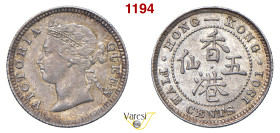 HONG KONG - Vittoria d'Hannover (1837-1901) 5 Centesimi 1892, Londra KM 5 Spink 3864 1,38 g 15,5 mm Ag SPL÷FDC