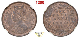 INDIA - Vittoria d'Hannover (1837-1901) 1/4 Anna 1889, Calcutta Cu CCG MS60