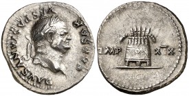 (77-78 d.C.). Vespasiano. Denario. (Spink 2293) (S. 216) (RIC. 980). 3,21 g. Atractiva. EBC-.