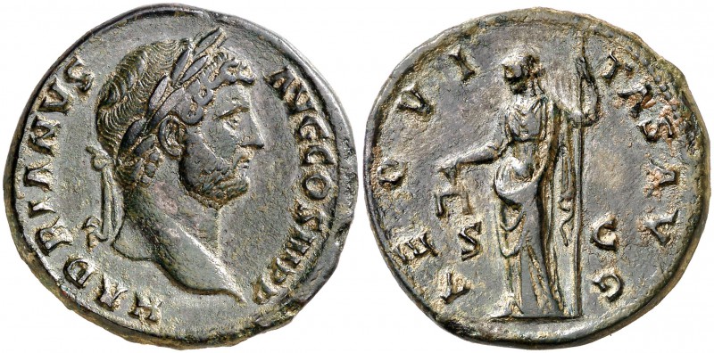 (135 d.C.). Adriano. Sestercio. (Spink 3573) (Co. 125) (RIC. 743). 24,21 g. EBC-...