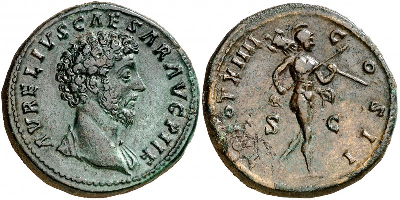 (159-160 d.C.). Marco Aurelio. Sestercio. (Spink 4820 var) (Co. 760 var) (RIC. 1...