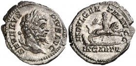 (204 d.C.). Septimio Severo. Denario. (Spink 6285) (S. 222) (RIC. 266). 3,24 g. Muy bella. EBC+.