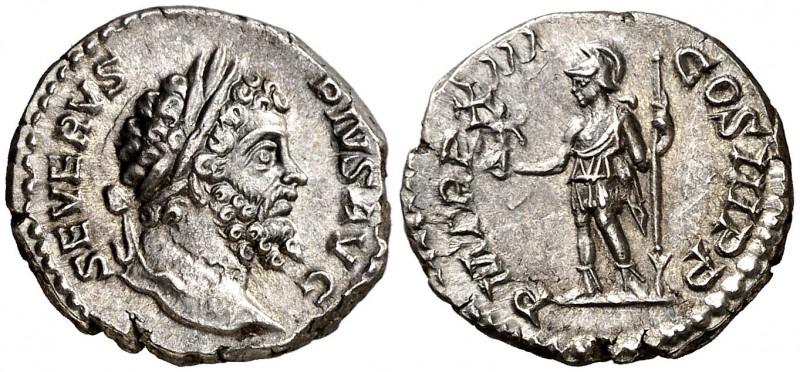 (205 d.C.). Septimio Severo. Denario. (Spink 6337) (S. 470-1) (RIC. 197). 3,71 g...