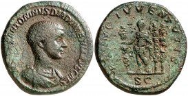 (217-218 d.C.). Diadumeniano. Sestercio. (Spink 7453) (Co. 7) (RIC. 211). 20,77 g. Rara. MBC.