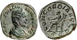 (245-247 d.C.). Otacilia Severa. Sestercio. (Spink 9164) (Co. 10) (RIC. 203a). 19,88 g. Pátina verde. EBC-.